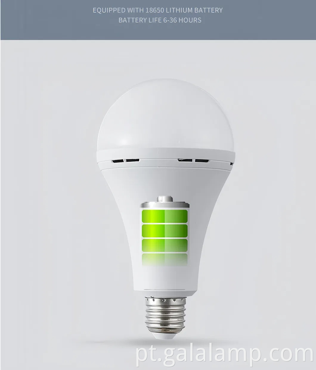 Luz de lâmpada LED de emergência recarregável com bateria embutida